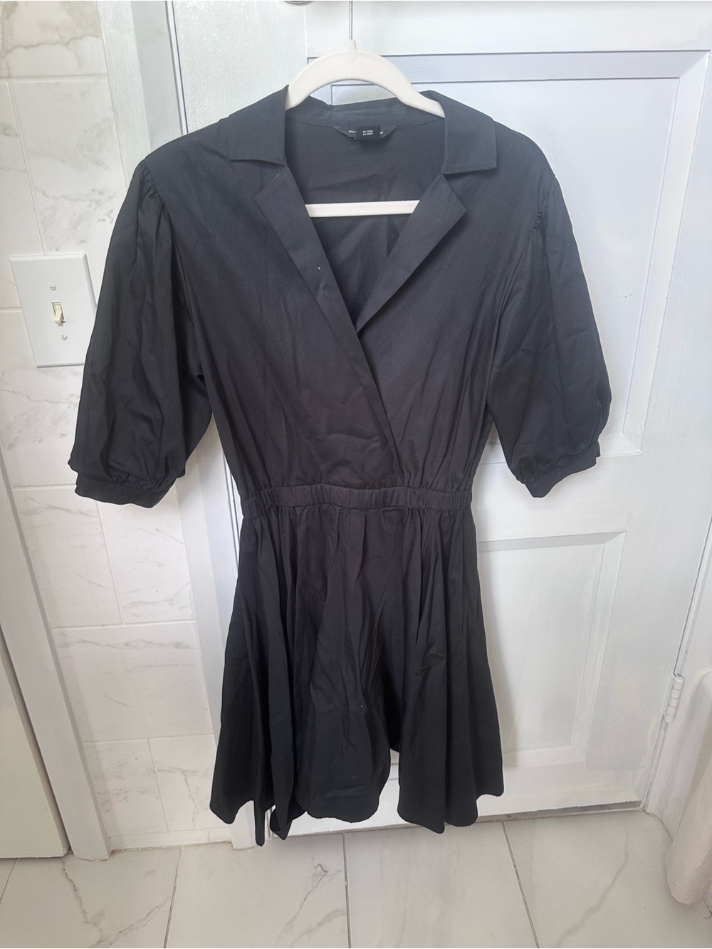 Club Monaco Black Puff Sleeve Mini Dress